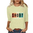 thumbnail image 2 of Chemises pour Femmes Habillées Décontractées, Chemises à Manches 3/4 pour Femmes, Tuniques à Manches Courtes Grande Taille pour Femmes, T-shirt à Manches 3/4 à Col Rond Imprimé Lettres Mode Décontractée pour Femmes, 2 of 5