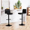 thumbnail image 1 of Bar Stools Set of 2, Height Adjustable Swivel Barstools, Bar Chairs with Backs & Metal Footrest for Home Kitchen, Barstools for Kitchen Dining Reception, PU Leather, Black, 1 of 6