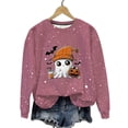 thumbnail image 1 of LMKIHUSA Chandails d'Halloween Fantôme pour Femmes Mode Décontractée Automne 2025 Chandail Kawaii Graphique Brillant Col Rond Chandail à Manches Longues Hauts Saison Effrayante Violet,P, 1 of 8
