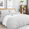 thumbnail image 2 of PiccoCasa 3 Pieces Soft Ruffled Brushed Duvet Cover Sets 110GSM Light Gray Queen, 2 of 7