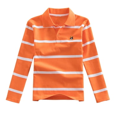 Teens Polo Shirts Boys Long Sleeve Stripe Shirt with Cute Animal Cartoon Embroider Boys Uniform Shirts 11-12 Years Boys Clothes