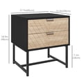 thumbnail image 3 of HOMCOM Table de Chevet avec 2 Tiroirs et Cadre en Acier, Table d'Appoint, Noir, 3 of 10