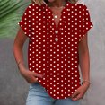 thumbnail image 2 of fatyb Womens Printed V Neck Tops Short Sleeve Button V Neck Tshirts Lightweight Summer Beach Blouses, 2 of 5