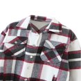 thumbnail image 4 of Women Long Sleeve Loose Spring Fall Shirts Coat Girl Plaid Wool Buttons With Pockets Jacket Dark Green L, 4 of 9