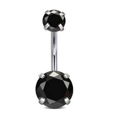 CabinCrafs 14G Belly Button Ring Titanium Belly Button Piercing Belly Ring Internally Threaded Navel Piercing Jewelry Gold-Black CZ