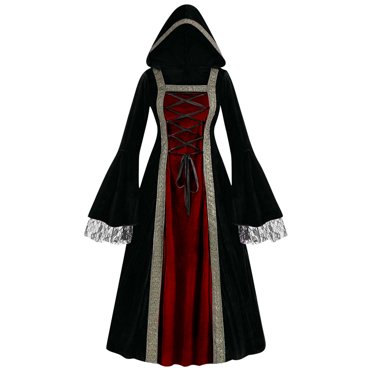 Penkiiy Womens Medieval Dress Renaissance Victorian Ball Gown Fairy Corset Dress Outfits S Red