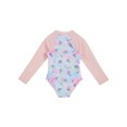 thumbnail image 4 of Kids Girls One Piece Long Sleeves Palm Trees Printed Swimsuit UV Protection Rash Guard Multi Horse 12, 4 of 6