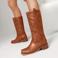 thumbnail image 2 of Dakaela Knee High Boots for Women Square Toe Western Cowboy Boot Chunky Block Heel Wide Calf Riding Tall Boots Red Size 8, 2 of 8