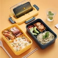 thumbnail image 2 of Leakproof Bento Box For Adults With 3 Compartment Lunch Box For Kids With Spoon & Fork Microwave Dishwasher Safe BPA Free Meal Box With Handle, 2 of 8