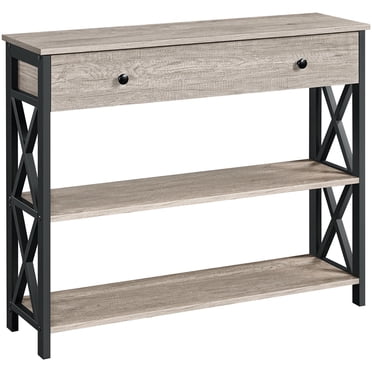 Yaheetech Table Console à 2 Niveaux à Motif en X pour Entrée et Salon, Gris