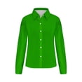 thumbnail image 4 of Besolor Button Down Shirts for Women Solid Color Long Sleeve Colared Tops Loose Office Blouses for Casual Work, 4 of 5