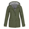 thumbnail image 1 of NARABB Women Casaul Solid Jackets Outdoor Plus Size Drawstring Zipper Hooded Raincoat Windproof Tops Coat With Pocket, 1 of 5