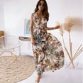 thumbnail image 3 of Aqestyerly Robe à Col en V pour Femmes Sans Manches Mi-Mollet Longue Robe Aguichant Dos Ouvert Design Imprimé Tenue Décontractée d'Été HWRETIE, 3 of 6
