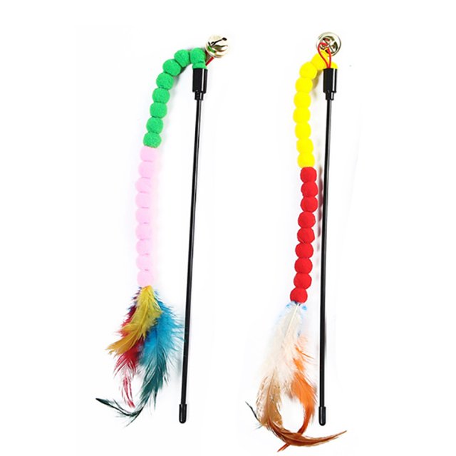 2PCS Cat Wands Ball Fashion Interactive Cat Teasers Kitten Teasers Pet Wands