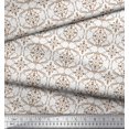 thumbnail image 2 of Soimoi Brown Poly Georgette Fabric Moroccan Damask Print Sewing Fabric Yard 52 Inch Wide, 2 of 3