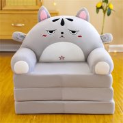 HLONK Cushion Plush Sofa Back Armchair 2-in-1 Foldable Sofa Cute Cartoon Lazy Sofa Flip-out Sofa Without Inner PP Cotton Suitable For Children and Adults Bedroom and Living Room A