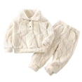 thumbnail image 2 of RXIRUCGD Manteau à Manches Longues pour Enfants, Col Rond, Couche Inférieure en Cuir Artificiel (Blanc, Taille: S), 2 of 3