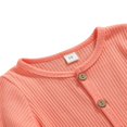 thumbnail image 4 of 2Pcs Baby Girls Outfit Solid Color Single-breasted Long Sleeve Romper with Pocket Headband Fall Outfits Set, 4 of 6