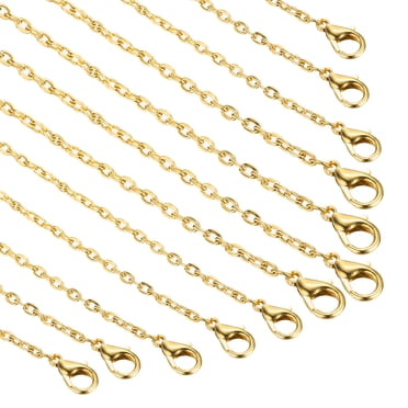 Uxcell 20 pack 20 inch Necklace Chains Bulk 2.5mm Gold Plated Cable Chains with Lobster Clasps for Jewelry Making