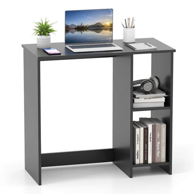 Costway 31.5" Small Computer Desk Home Office Study Writing Desk with 2 Compartments Black