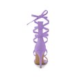thumbnail image 2 of BLISSFUL STEP Sandales à Talon Aiguille à Bout Ouvert à Lacets Unies pour Femmes Violet 9, 2 of 7