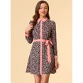 thumbnail image 2 of INSPIRE CHIC Robe Chemise à Manches Longues Vintage à Fleurs avec Col Contrasté et Boutons pour Femmes P Bleu, 2 of 6