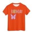 thumbnail image 1 of PMVFHDE Hauts de Bain pour Fille T-Shirt Fille d'Anniversaire à Manches Courtes T-Shirt d'Été à Col Rond Coupe Décontractée Chandails de Base Orange, 10-11 Ans, 1 of 4