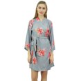thumbnail image 1 of Bimba Robe de Demoiselle d'Honneur en Georgette Grise à Imprimé Floral pour Femme, Couvre-Maillot Wrap-14, 1 of 9