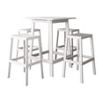 thumbnail image 4 of CorLiving Miramar 5-Piece Solid Wood Outdoor Bar Set with Slat Top Bar Table and 4 Backless Bar Stools, White, 4 of 9