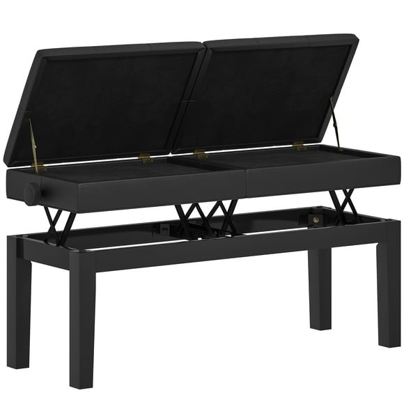 HOMCOM Piano Bench with Storage, Height Adjustable Piano Stool, Black