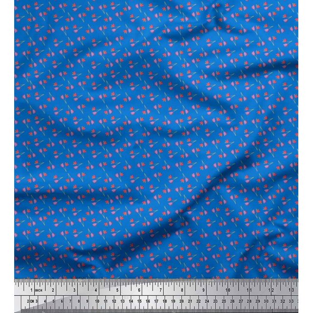 Soimoi Poly Georgette Fabric Flower Artistic Print Fabric by Yard 52 Inch Wide