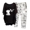 thumbnail image 1 of Ensembles d'Entraînement pour Femmes Imprimé Col Ras du Cou Manches Mi-Longues Chandail à Enfiler Hauts + Pantalon Ensemble de Pantalons Ensemble 2 Pcs en Liquidation, 1 of 4