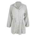 thumbnail image 3 of WILLBEST Robes pour Femmes Robes Décontractées à Volants avec Cordon Manches Longues Évasées Été Robe Mini Unie, 3 of 4