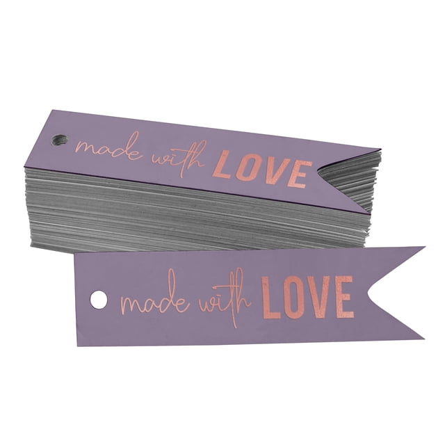 Inkdotpot Pack Of 50 Real Rose Gold Foil Paper Tags Made With Love Text Favor Hang Tags