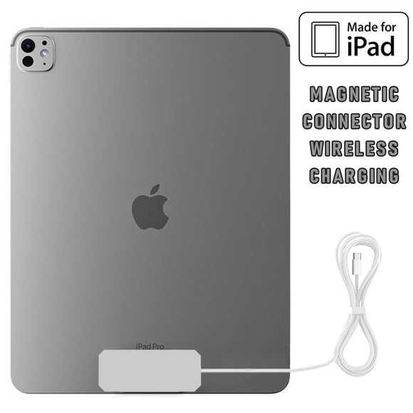 Magnetic Adsorption Charger, Smart Connector Wireless Charging Pad with 6.6ft Braided Cable Fast Charge For 11inch iPad Pro 1/2/3/4, 10.9-inch iPad Air 4/5, 11-in iPad Air M2 M3 M4