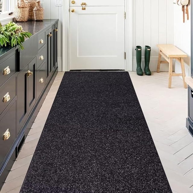 ANTPOP Runner Rug Outdoor Carpet Runners Hallway Non-Slip Rubberback Area Rugs Indoor Entrance Mat for Entryway Kitchen, 2'x2', Solid Black