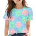 thumbnail image 1 of Zpanxa T-Shirts d'Été pour Filles Imprimé Manches Courtes T-Shirt Col Rond Tee avec Polyester Spandex 13 Ans, 1 of 7