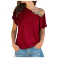 thumbnail image 1 of Birdeem Womens Spring and Summer Solid Breast-Feeding Pregnant Woman Casual Shoulder Cross Irregularity Blouse, 1 of 1