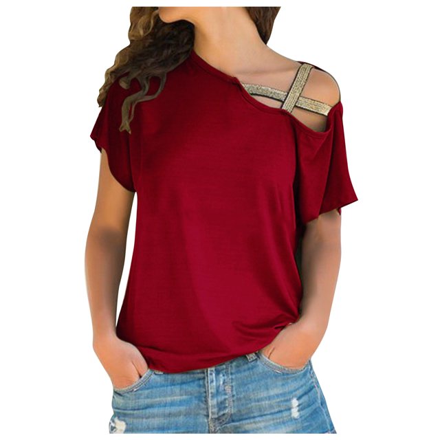 Birdeem Womens Spring and Summer Solid Breast-Feeding Pregnant Woman Casual Shoulder Cross Irregularity Blouse