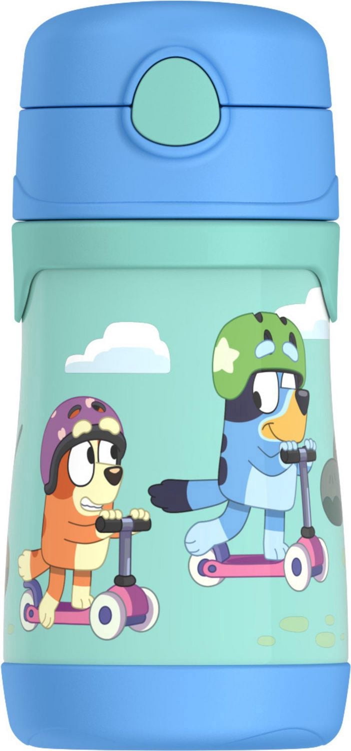 Bouteille à paille Thermos pour enfants en acier inoxydable à isolation sous vide, 10 ozoz, Bluey