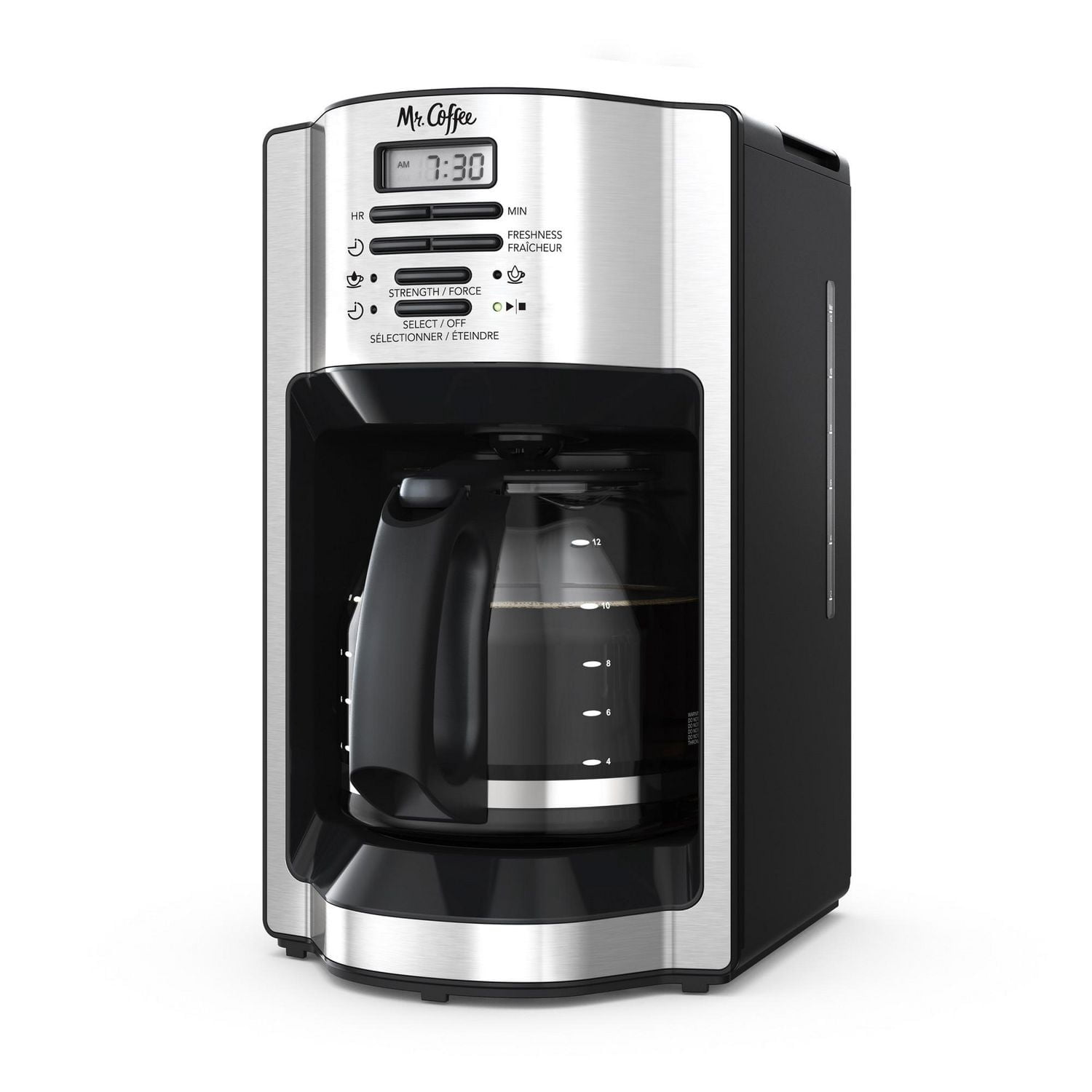 Cafetière programmable Mr. Coffee à 12 tasses avec système d'infusion rapide, acier inoxydable
