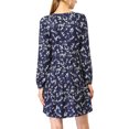 thumbnail image 3 of INSPIRE CHIC Robe Décontractée pour Femme à Fleurs, Col en V, Taille Cintrée, Manches Longues, 3 of 6