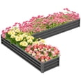 thumbnail image 1 of Outsunny L-Shaped Raised Garden Bed Galvanized Steel Planter Box Dark Grey, 1 of 10