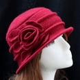 thumbnail image 1 of Vintage Women Wool Church Cloche Flapper Hat Lady Bucket Winter Flower Cap, 1 of 8