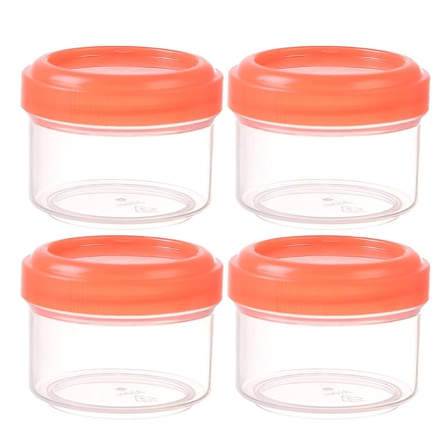 Ensemble de Quatre Bocaux Ronds Transparents Compacts pour Conservation des Aliments avec Couvercles Sécurisés - Contenants Rechargeables de 35 ml pour l'Organisation et le Rangement de la Cuisine à la Maison 4 Pcs