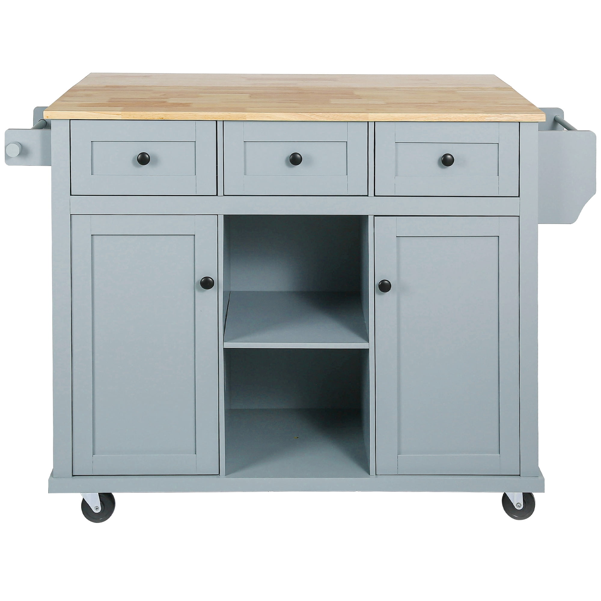 Îlot de cuisine Homy Casa, plateau pliable, 3 tiroirs, rangement, bleu