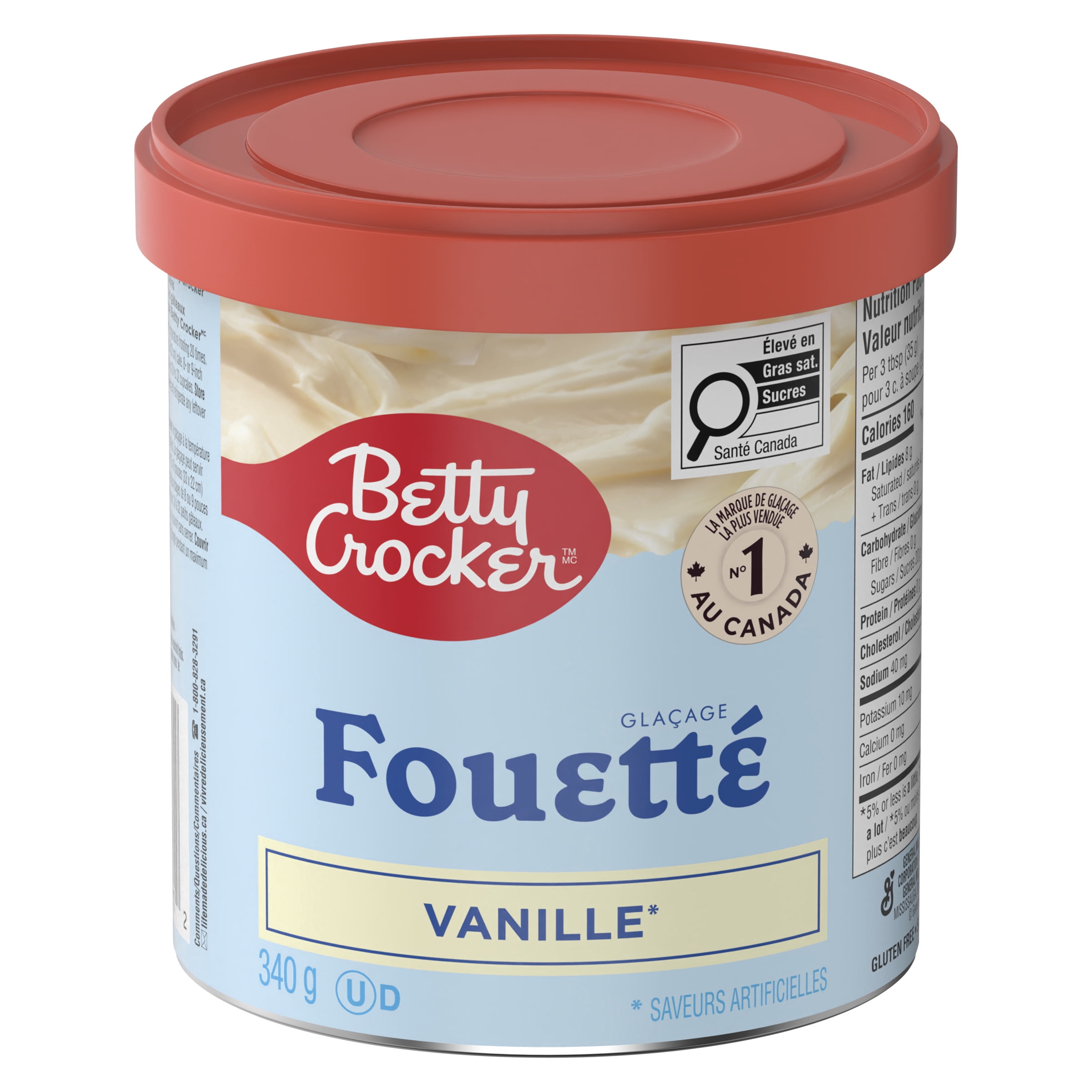Betty Crocker Glaçage Fouetté, Vanille, Sans Gluten, 340 g