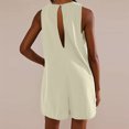 thumbnail image 4 of RKSTN Jumpsuits for Women Summer Fashion Solid Color Hollow out Back Jumpsuit Loose Fit Round Neck Sleeveless Pockets Rompers, 4 of 5