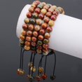 thumbnail image 2 of Natural Healing Power Gemstone Crystal Beads Unisex Adjustable Macrame Bracelets 8mm,Picasso Jasper, 2 of 3