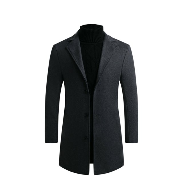 EGNMCR Jackets for Men Fall/winter New Style Plus Cotton Solid Color Woolen Lapel Men's Overcoat Jacket